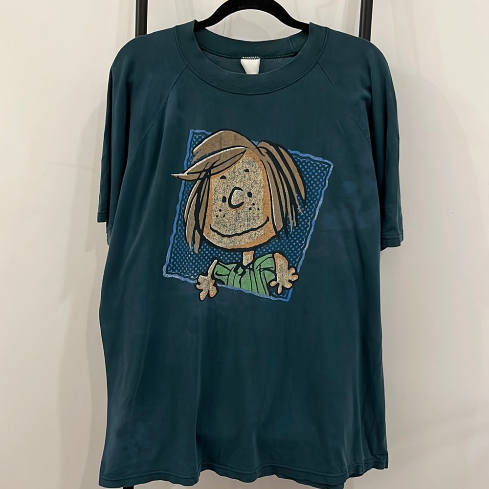 Vintage Peanuts Character Retro Green Graphic T-shirt Top Size XL